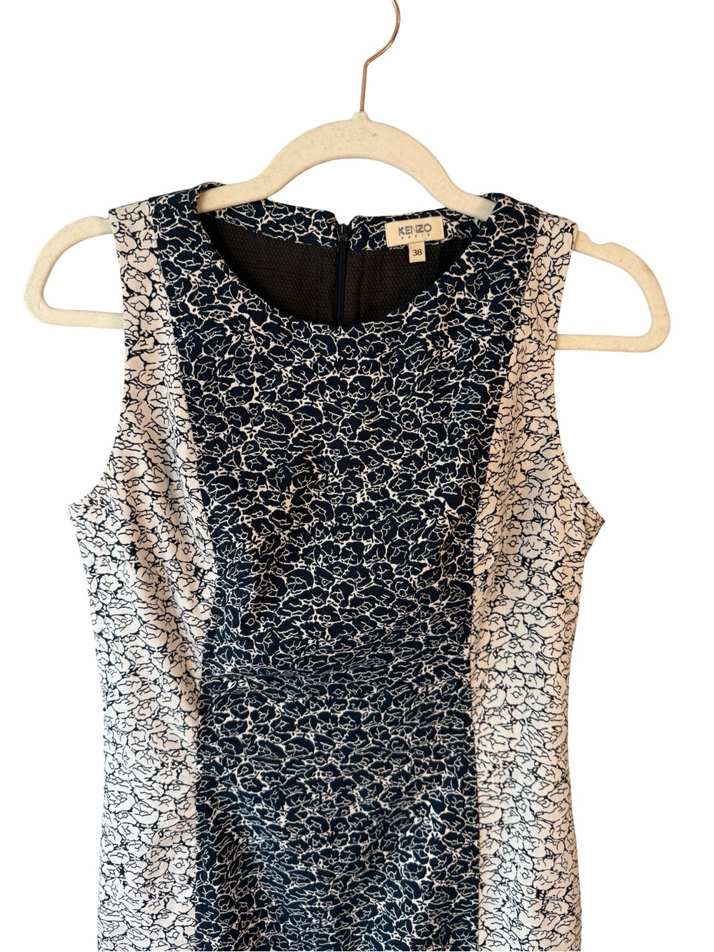 Kenzo Paris Navy & Cream Panelled Sheath Dress Size FR 38 US 6 Luxury Cocktail - Picture 10 of 13